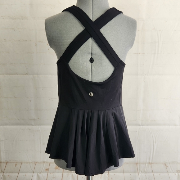 Lululemon Girly Active Peplum Crisscross Back Medium Support Tank Top Black 6 - Picture 3 of 15